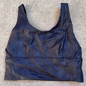 CurvesNCombatboots CNC Black (Faux) Leather Sports Bra